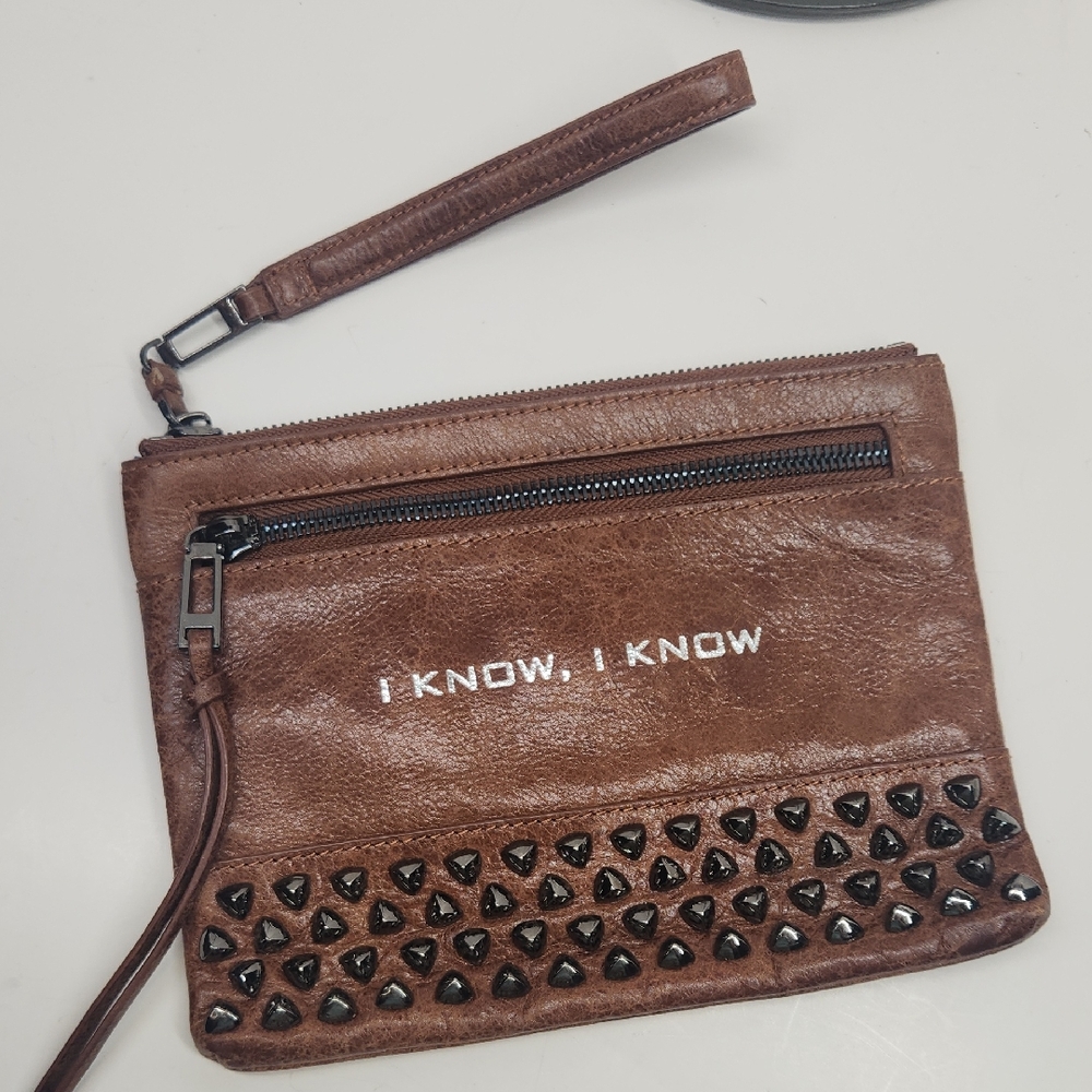 Botkier Brown Studded Wristlet Clutch